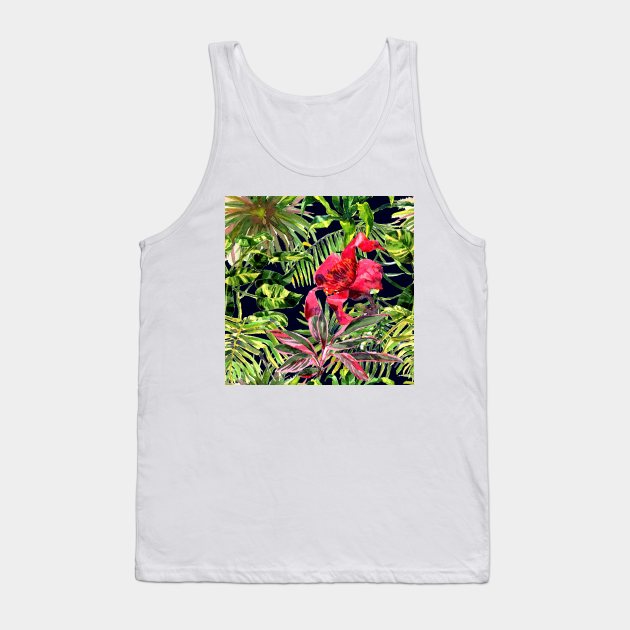 Seamless tropical flower Tank Top by Olga Berlet